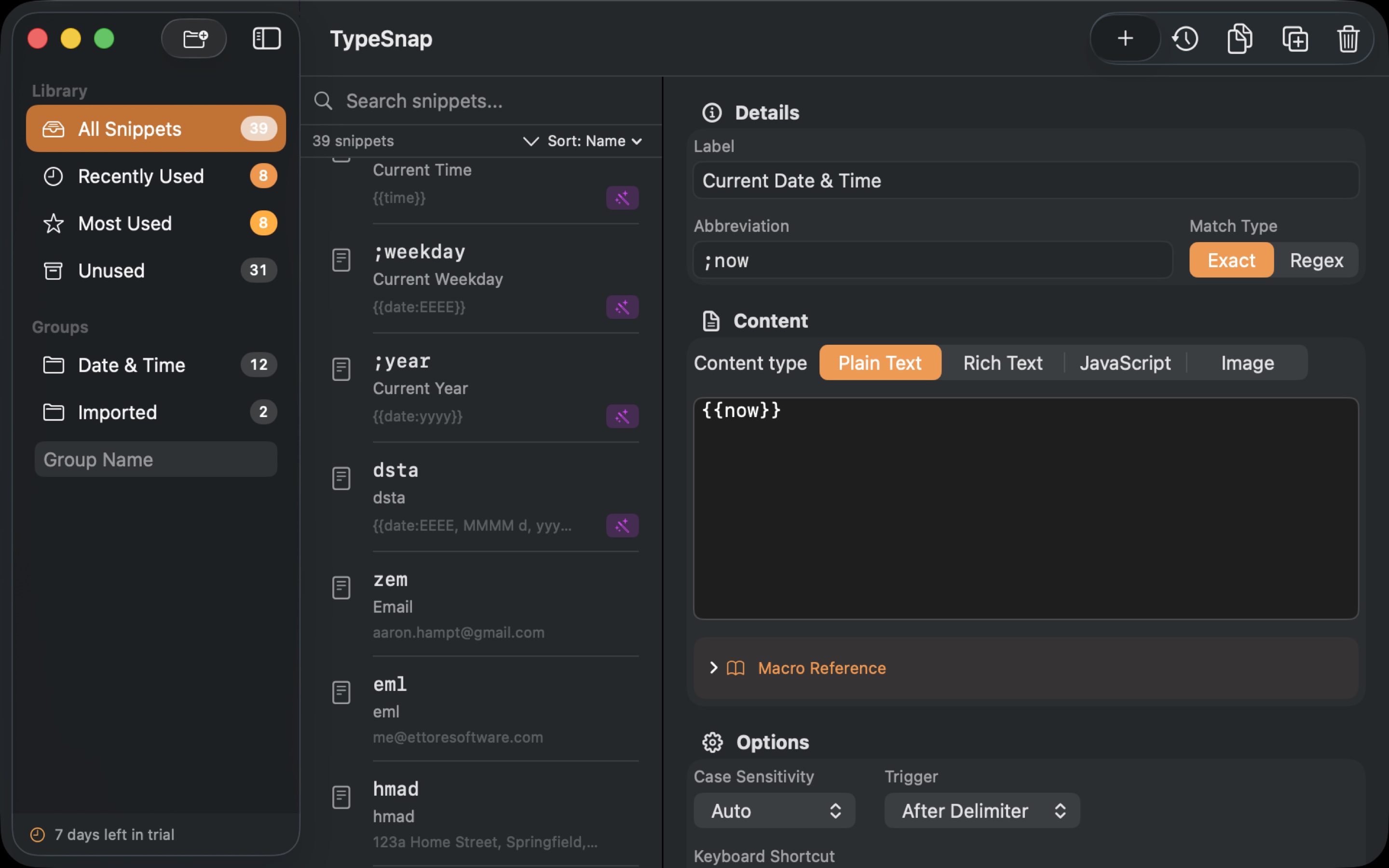 TextExpander import process